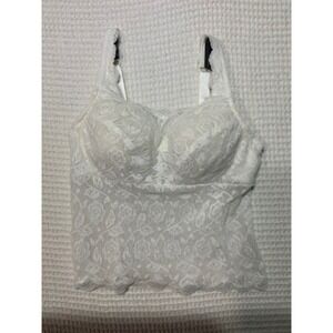 Classique Longline Bra Camisole Women 34B Ivory White Floral Lace 733